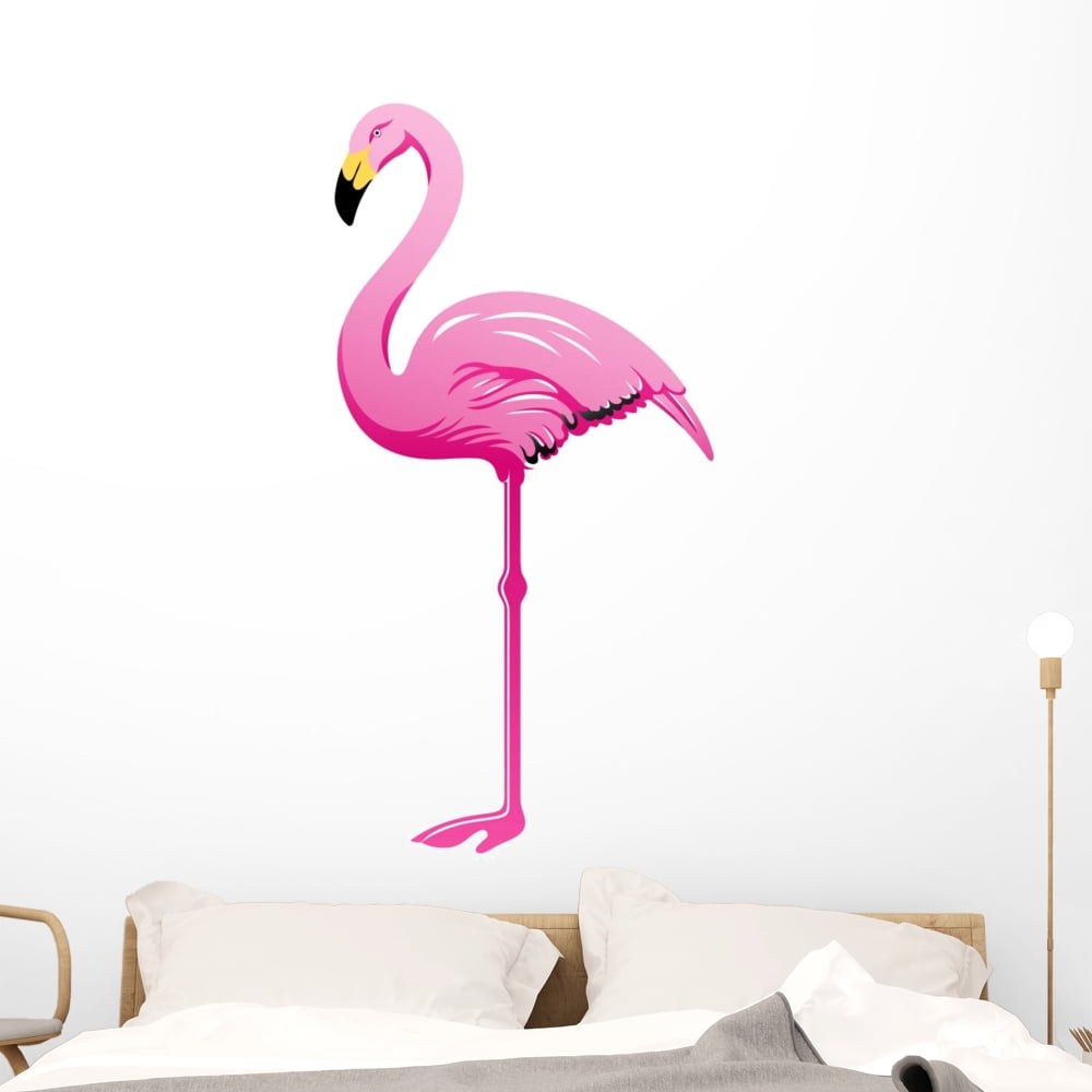 Flamingo Wall Decal by Wallmonkeys Peel and Stick Graphic (48 in H x 32