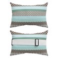 thumbnail image 2 of Pack of 4 Outdoor Lumbar Pillow Covers 11x16 Inch, Boho Geometric Waterproof Throw Pillow Covers Set, Turquoise Green Brown Tribal Stripes Indoor&Outdoor Decorative Cushion Cases for Patio Porch Car, 2 of 7