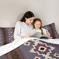 thumbnail image 5 of Homewish Ancient Bohemain Aztec Queen Comforter Set,Rustic Western Tribal Bedding Sets,Purple Brown Beige Bedding Comforter Set For Kids,Luxury Bedroom Decor Reversible,3 Pieces, 5 of 8
