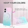 thumbnail image 5 of YINLAI iPhone 16 Case 6.1",Supported Mag-safe Glitter Sparkle Phone Case,Slim Tpu Transparent Shockproof Protective Case for iPhone 16,Pink-Blue, 5 of 8