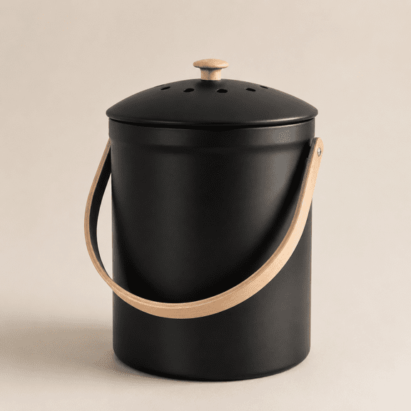 Black 1.1 Gallon Countertop Compost Bin With Smell Proof Lid