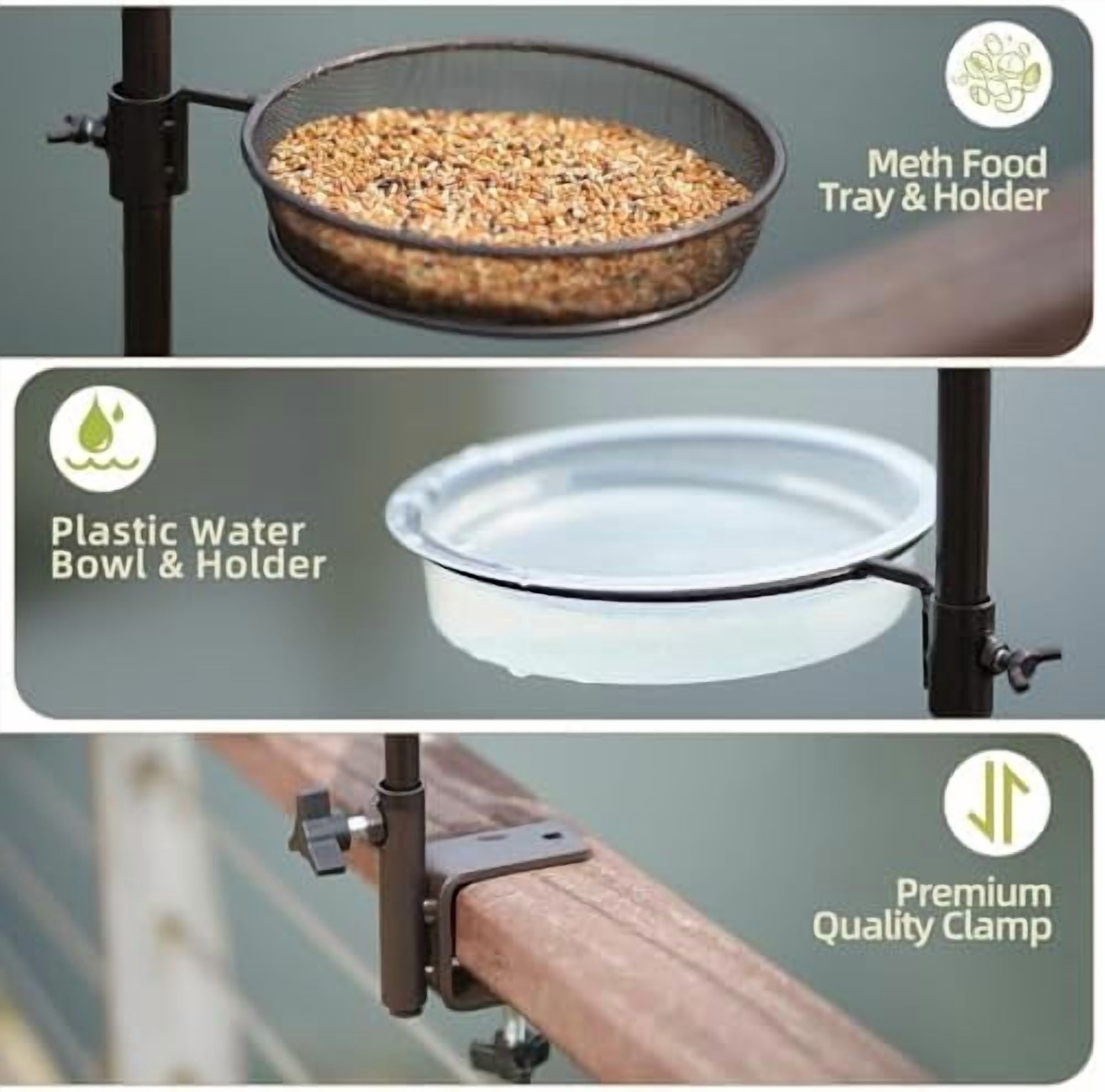 Deck Hook Bird Feeder Pole Bird Feeder Porch Multi Hook Bird Feeding Station Kit Multi Feeder Hanging Kit Premium Bird Bath for Attracting Wild Birds Bird Feeder Planter Hanger