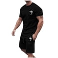 thumbnail image 3 of Conjunto de Sudadores de Hombres Impresión Casual Deportes de Manga Corta Cuello Redondo, Traje de Deporte de 2 Piezas con Pantalones de Corredores de Cintura Elástica, 3 of 4