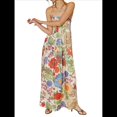 thumbnail image 2 of Vestido Maxi Floral para Mujer, Sin Mangas, Espalda Descubierta, Corte A, , Fluido, con Espalda Hueca y Tirantes Finos Verde M, 2 of 7