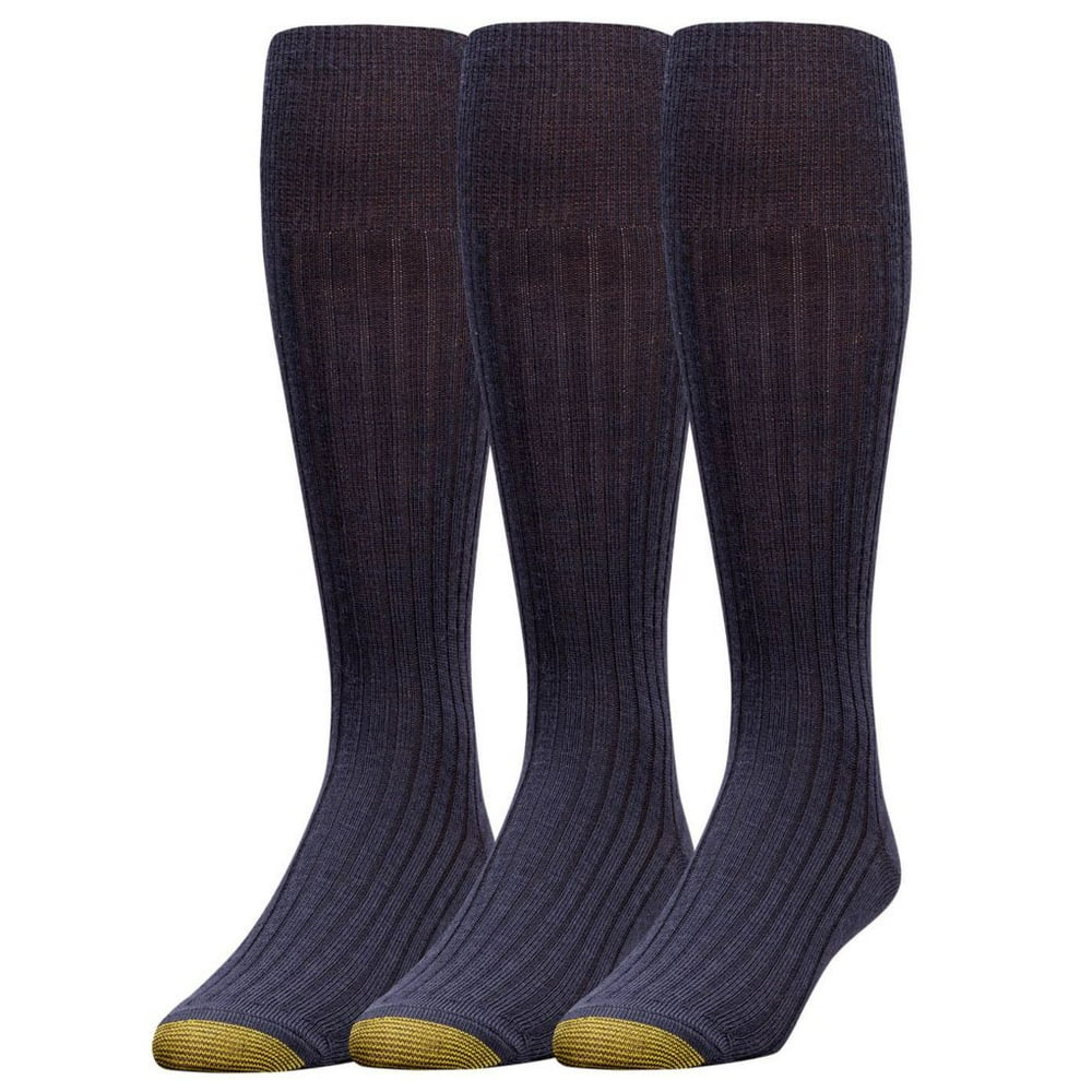GOLDTOE Men's Gold Toe 1446H Windsor Wool Over The Calf Dress Socks 3 Pack