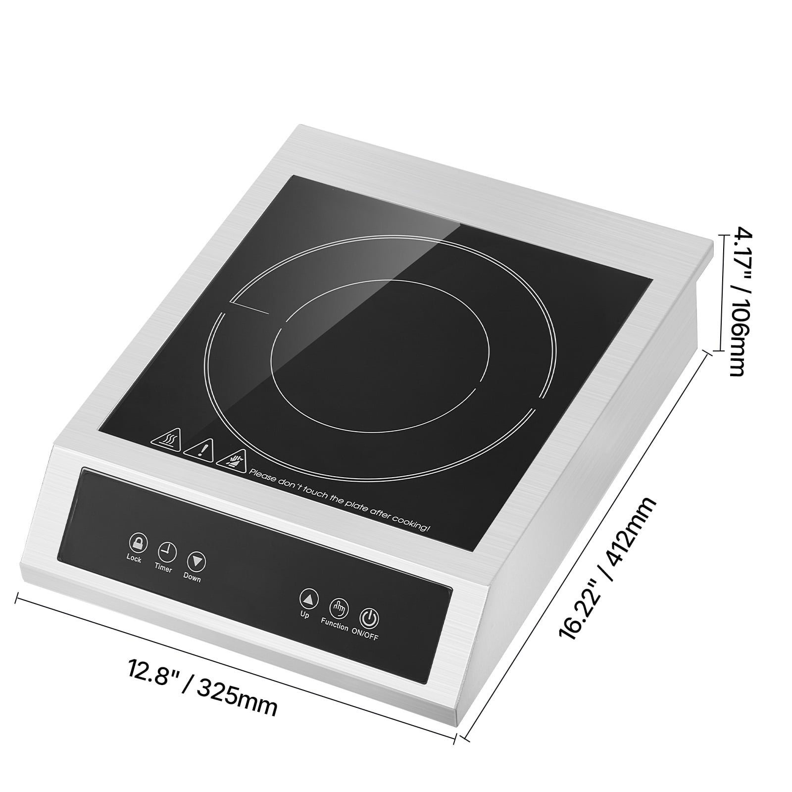 KFFKFF Mobile Induction Stove, 3500W Professional Induction Heater with 11 Heat Levels, Metallic Kitchen Induction Plate with 3H Timing Function, Safety Lock, Ideal for Food Service Use