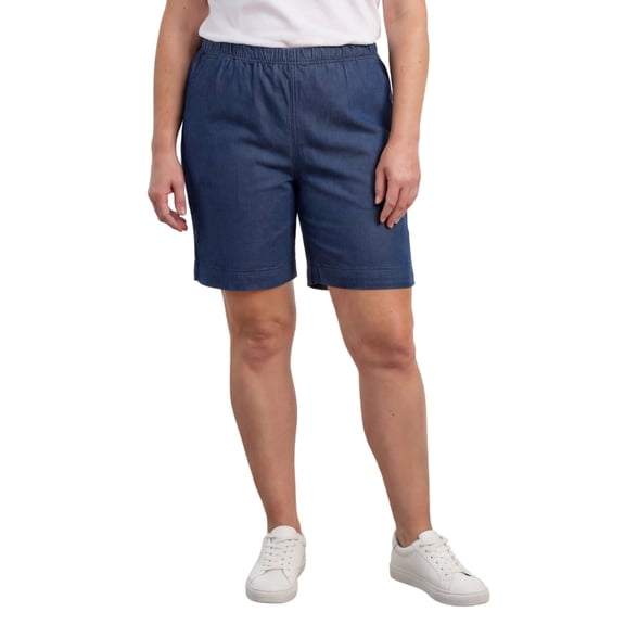 Turtle Bay New York Womens Lightweight Pull On Denim Shorts Elastic Waist Plus Size