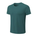 thumbnail image 4 of Nnhblu Men Nylon Short Sleeve Round Neck Quick Dry Sports Mens Shirts Blue S, 4 of 5