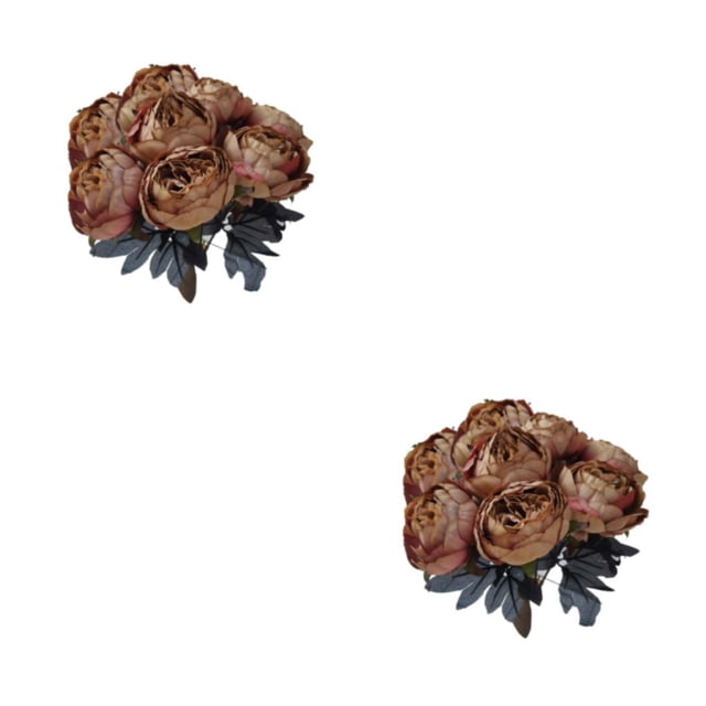 Wweixi 10pcs Plastic Artificial Flowers - Lifelike Beauty For Any Setting Artificial Silk Peonies Flowers Bean paste colored 2Set