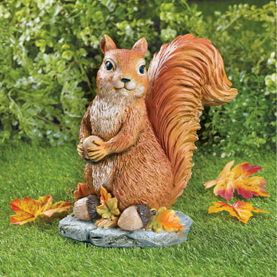 Swing Grey Squirrel Garden Statue Home Indoor Outdoor Sculpture Ornament 