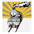thumbnail image 3 of Ambesonne Railroad Shower Curtain, Locomotive Sunburst Effect, 69"Wx70"L, Yellow Grey, 3 of 5