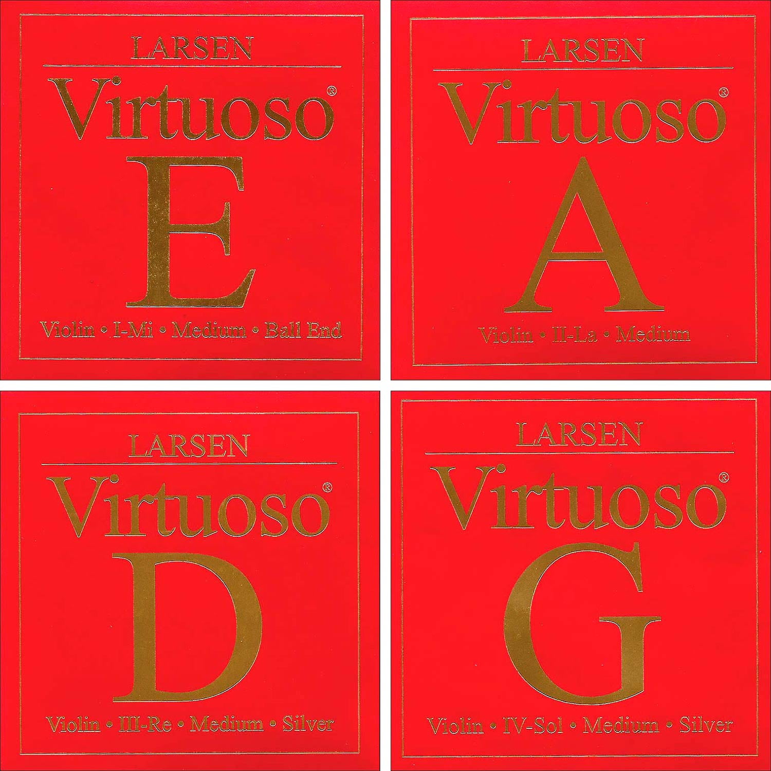 Larsen Virtuoso 4/4 Violin String Set Medium Gauge Ball End E