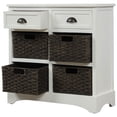 thumbnail image 4 of MODERNLUXE Armoire de Rangement Rustique avec 2 Tiroirs et 4 Paniers Classiques en Rotin, Buffet Bahut en Bois pour Entrée, Salle à Manger, Salon, Blanc, 4 of 8