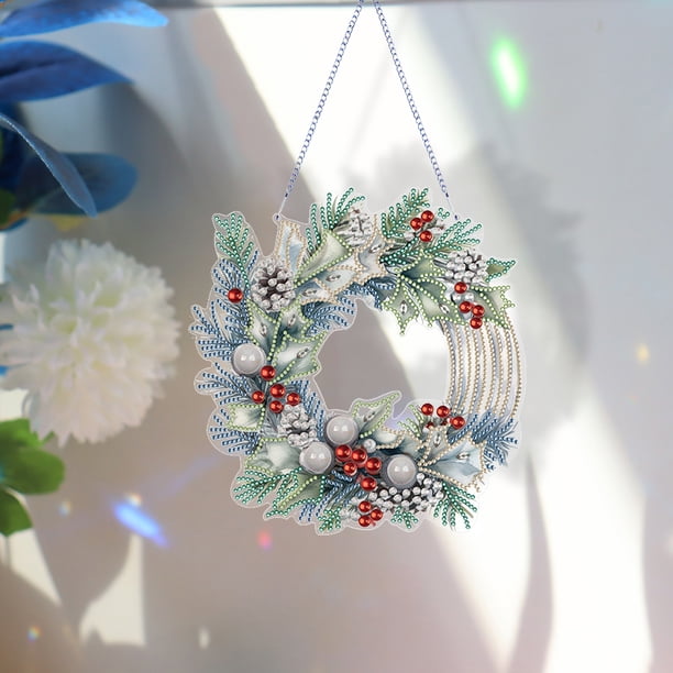 Guirnalda de pintura de cristal de forma especial guirnalda acrílica con taladro navideño