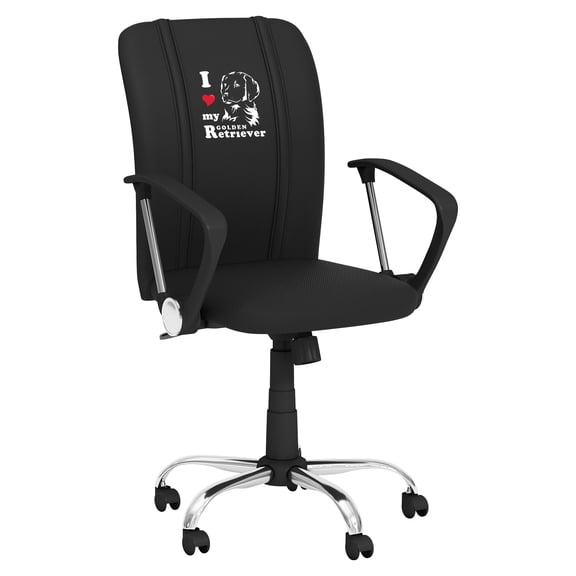 DreamSeat Black Durable Office Chair 1000 Embroidered Golden Retriever Logo