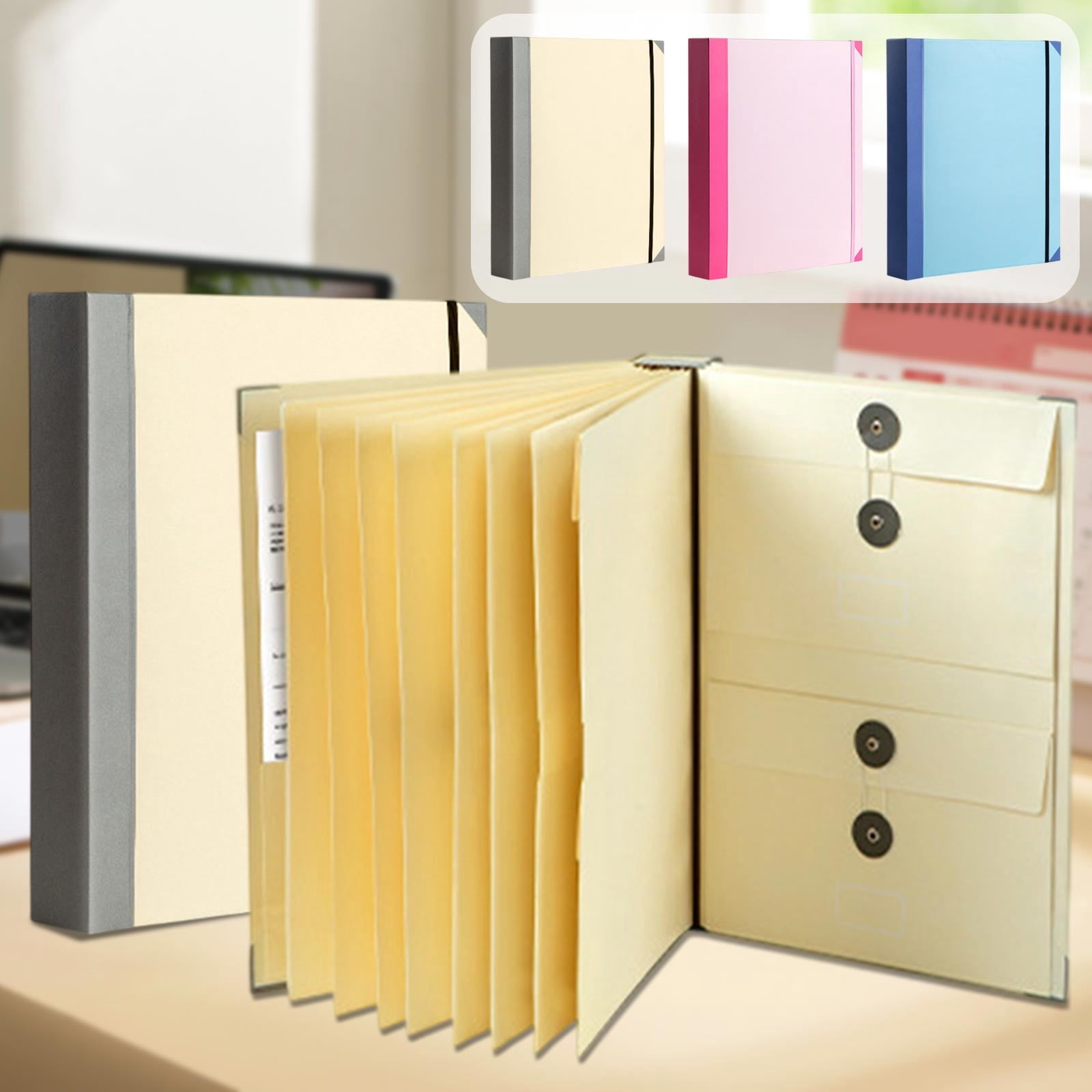 Nkmbld Accordion File Folder, Large Capacity Expanding File Folder with Multi-Pockets Paper Folder for Letter A4 Files Business Teacher Office, Blue