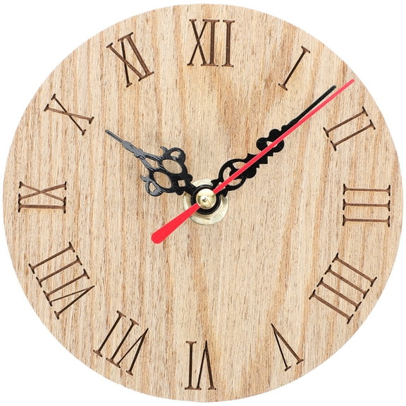 Hemoton Farmhouse Wall Clock Battery Operated Silent Non Ticking Wooden Wall Clock No Battery