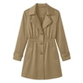 thumbnail image 6 of XPMWRP Women's Cinched Waist Trench Coat, Notched Lapel Mid Length Lightweight Windbreaker Jacket with Pockets Khaki S, 6 of 8