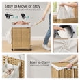 thumbnail image 3 of LEDREM 31.7-Gallon Rolling Laundry Hamper with Wheels & Removable Liner, Foldable Rattan Design, for Bedroom/Home, Natural Color, 3 of 6