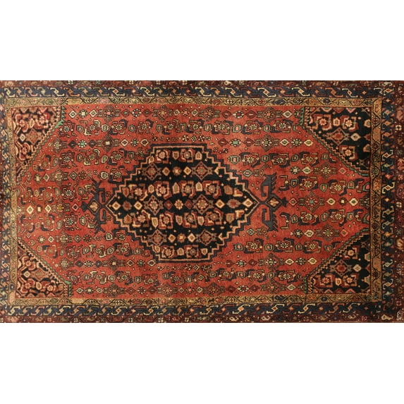 Ahgly Company Machine Washable Indoor Rectangle Traditional Saffron Red Area Rugs, 6' x 9'