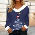 thumbnail image 2 of asdoklhq Christmas Shirts for Women Ladies' Loose and Casual Christmas Tree Printed Patchwork V-neck Long Sleeved Top Multicolor L, 2 of 4