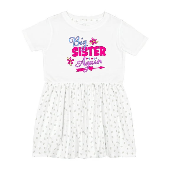 Inktastic Big Sister Again with Flowers and Arrow Girls Toddler Dress
