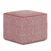 Brynn Boho Square Pouf in Patterned Black, Natural Cotton