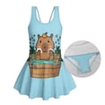 thumbnail image 6 of Uourmeti Cartoon Capybara Bathing Print Girls One Piece Swim Dress - Quick Dry, Stretchy Skirted Bathing Suit for Beach & Pool Vacation, 6 of 8