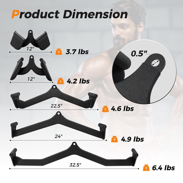 Gymax LAT Pulldown Attachment Set Back Strength Training Bicep