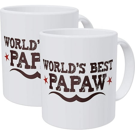 

Pack of 2 World s Best Papaw Grandfather 11 Ounces Funny White Coffee Mug