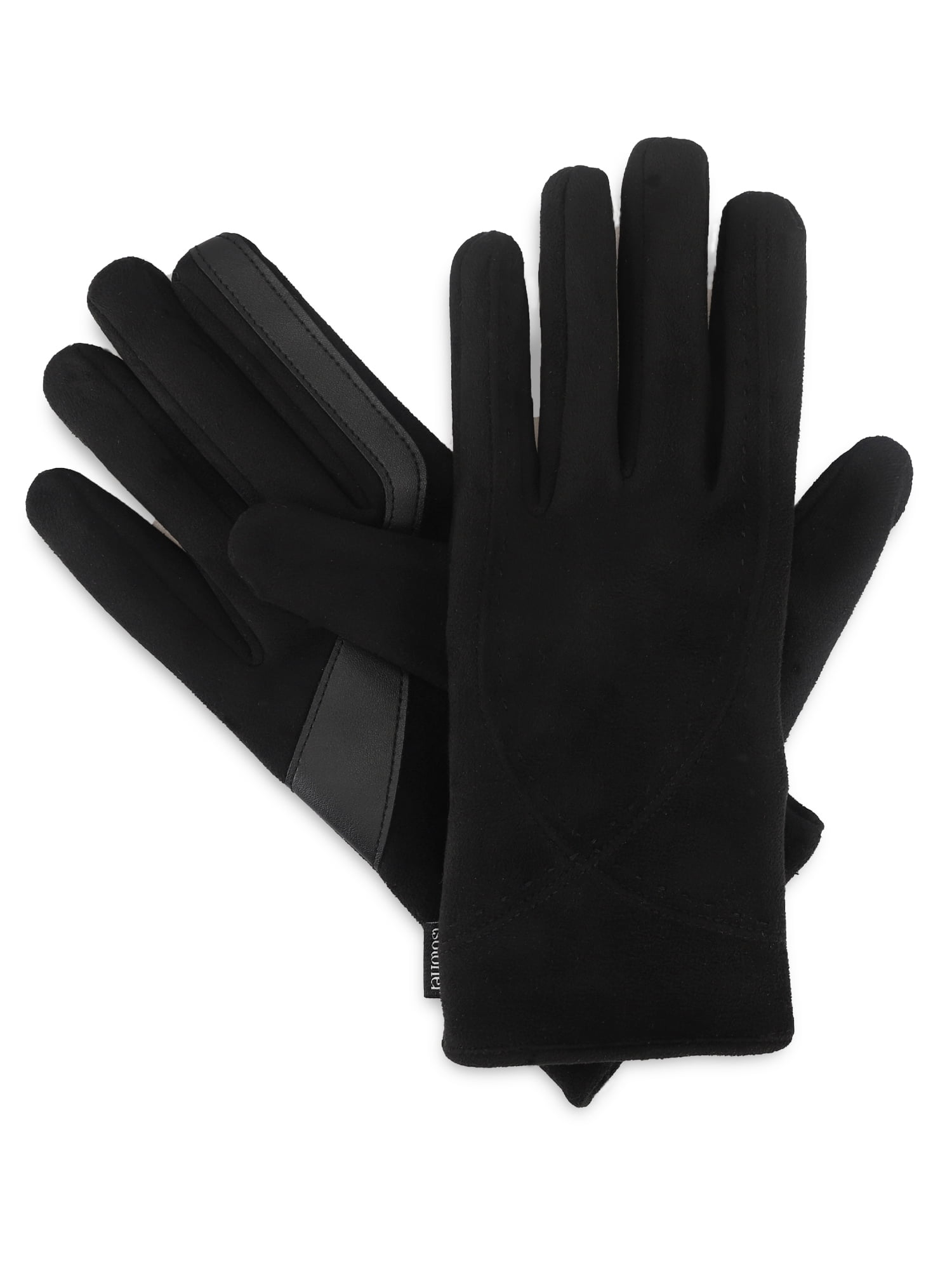 Isotoner Women's Microsuede Stretch Gloves, Black, S/M