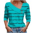 thumbnail image 2 of Qepwscx Womens Long Sleeve Shirts Tops for Women V Neck Stripe Print Casual Blouses Going Out Tops Graphic Tees Spring Fall Top Basic Loose Fits Business Tshirts for Women S-XXL ﻿, 2 of 5