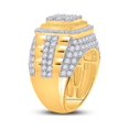 thumbnail image 3 of FB Jewels 14kt Yellow Gold Mens Round Diamond Ribbed Square Cluster Ring 5 Cttw, 3 of 4