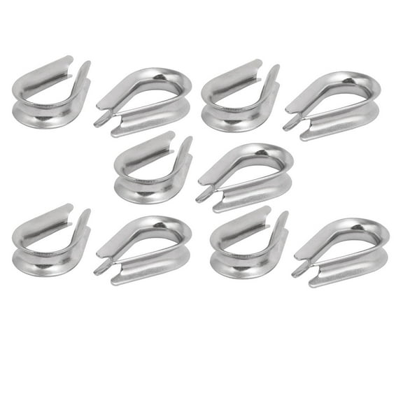 Unique Bargains Stainless Steel 8mm 5/16" Standard Wire Rope Cable Thimbles Silver Tone 10 Pcs
