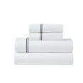 thumbnail image 2 of Superior Fieldstone Embroidered Cotton Bed Sheet Set, Twin XL, White/Navy Blue, 2 of 10