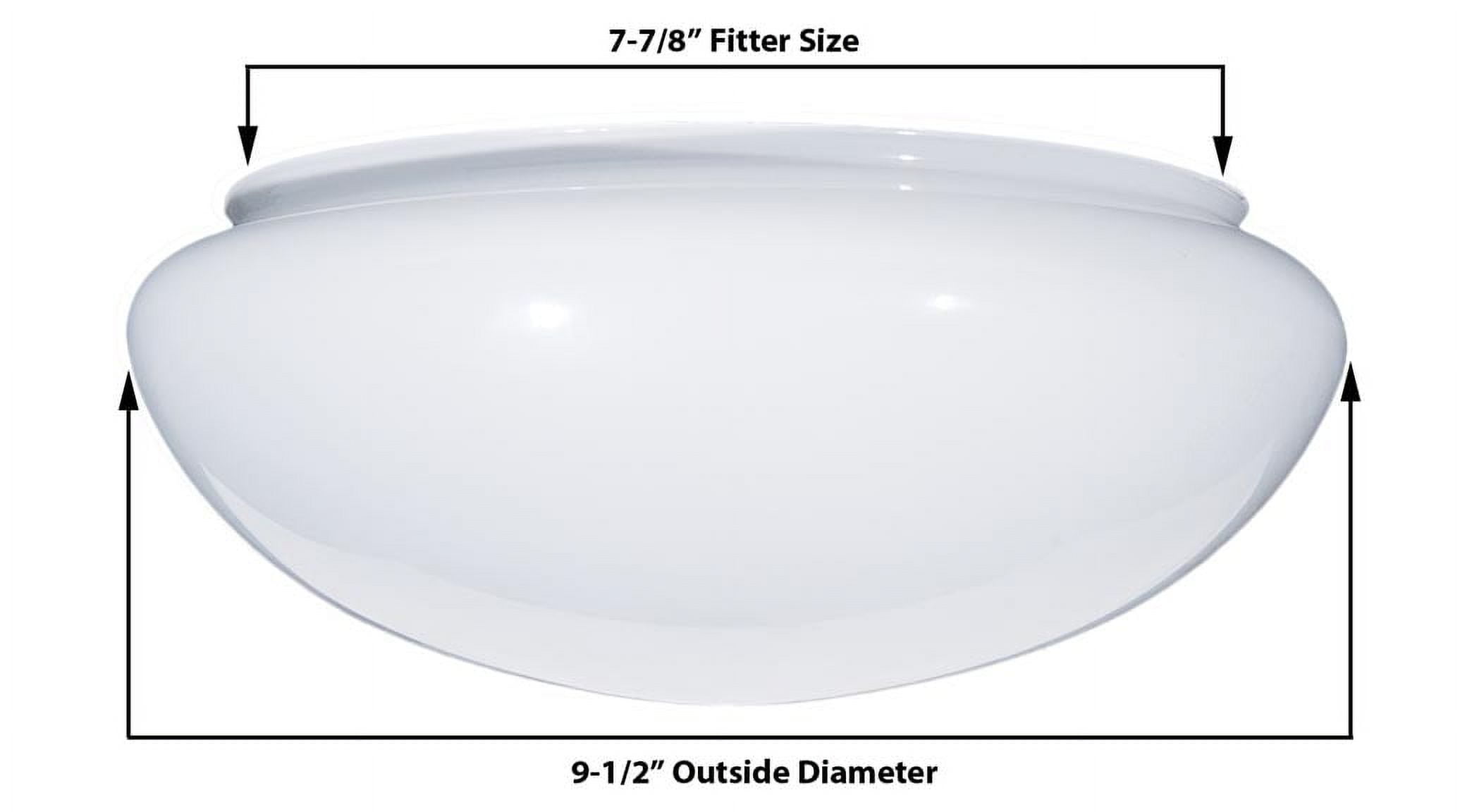 B&P Lamp® Medium Mushroom, White Glass Shade, 7-7/8 Inch Lip Fitter for Flush Mount Ceiling Fixtures with Set Screws, 9-1/2 Inch Max Diameter