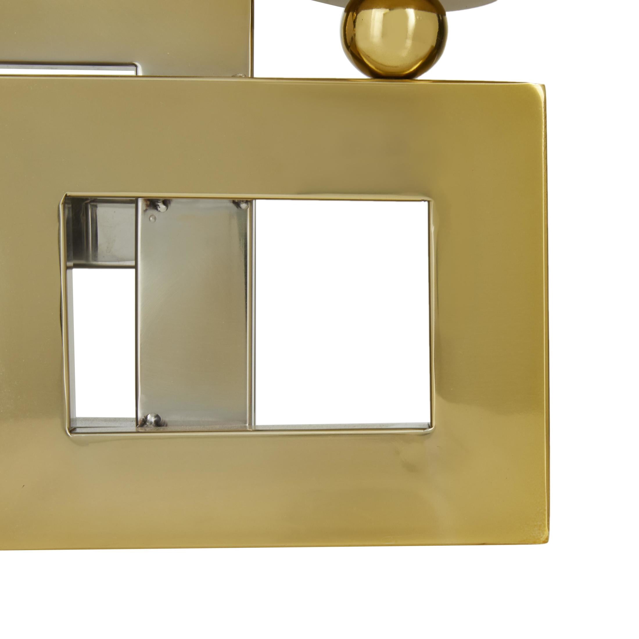 DecMode 3 Candle Gold Stainless Steel Metal Pillar 3 Plate Candle Holder