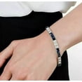 thumbnail image 3 of Lakshya Jewel LLC 14K White Gold Plated Princess Cut Blue Cubic Zirconia Men's Tennis Link Bracelet Silver, 3 of 4