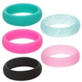 thumbnail image 4 of HEATSHAKING 5 Pcs Fashion Rings Glitter Pink Silicone Delicate Style Party Occasion, 4 of 8
