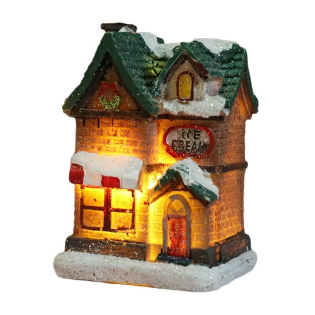 Decoración de de Luz Cálida con de de Casa de Navidad de D Zulema Casa de miniaturas de resina