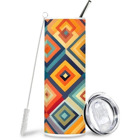 

Coffee Tumbler 20 oz with Straw and Lid Leak Proof Tumbler Abstraction Texture Fanny Prints Reusable Stainless Steel Tumblers Insulated Water Bottles Gifts for Men Women