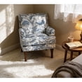 thumbnail image 2 of Silla de acento, Sillón floral, Decoración de cabeza de uñas, Rojo y blanco, Patas de madera maciza, Muebles de granja, 2 of 5