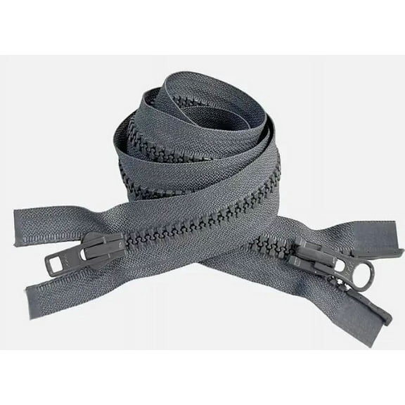 #8 Molded Vislon Heavy Duty YKK Jacket 2-Way Separating Zipper - Color: Medium Grey #578 - Made in The United States (1 Zipper Per Pack) (Medium Grey - 27" Inches)