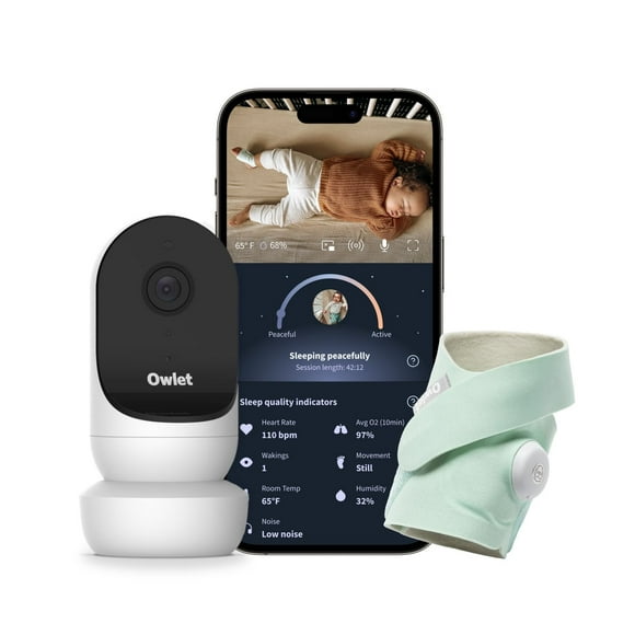 Moniteur pour bébé intelligent Owlet Dream Duo 2 - Affichez les indicateurs de qualité du sommeil, notamment les mouvements, la fréquence cardiaque et les niveaux moyens d'oxygène