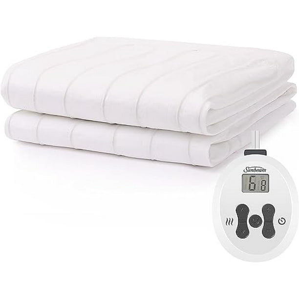 Sunbeam Restful Heated Mattress Pad 12 Heat Settings, Full White