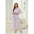 thumbnail image 2 of HEARTNICE Womens Pajama Sets, Flannel Knit Soft Button Down Loungewear Long Sleeve Pjs Sets,(Lavender,L), 2 of 5