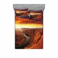 thumbnail image 2 of Landscape Bedding Set with Sheet & Covers, Scenery of the River Between Rock Cliffs with Mystical Sky Image, Printed Bedroom Decor 2 Shams, 4 Sizes, Orange Yellow, by Ambesonne, 2 of 3