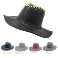 thumbnail image 3 of Sombrero de Panamá con ala grande Retro, sombrero de vaquero con estampado de leopardo occidental para fiesta del salvaje oeste, 3 of 5