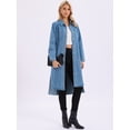 thumbnail image 7 of DARING DIVA Womens Fall Curved Hem Button Down Midi Denim Dress 2XL Light Blue, 7 of 7