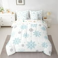 thumbnail image 2 of Manfei Kawaii Snowflake Twin Bedding Sets 7-Piece for Teens, Merry Christmas Bedding Comforter Set, White Blue Cartoon Reversible Sheet Sets, Ultra Soft Bedroom Decor, 2 of 7